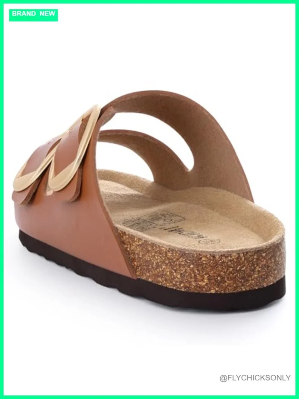 Women's Slide Sandals with Cork Footbed Arch Support Memory Foam Vegan Leather